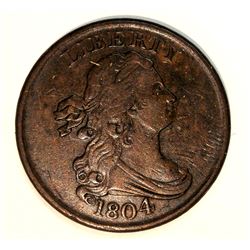 1804 Half Cent Crosslet 4 Stems Spiked Chin