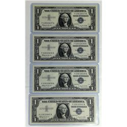 1957B $1 Silver Certificate Choice Gem Consecutive Serial Numbers (4 count)