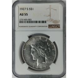 1927 S S$1 Liberty Peace Dollar AU 55 NGC