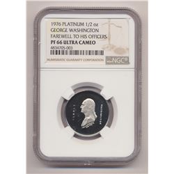 *ONLY 1,000 MINTED* 1976 PROOF PLATINUM NGCPF65 GEORGE WASHINGTON FAREWELL TO HIS OFFICERS MEDALLIC 