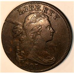 1807 LARGE CENT LOVELY COIN HIGH GRADE EXAMPLE OF DRAPED BUST CENT