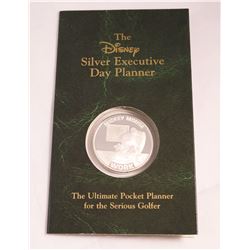 RARE PROOF DISNEY 1 OUNCE SILVER ROUND EXECUTIVE DAY PLANNER MICKEY MOUSE GOLF COIN