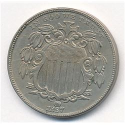 1867 Shield Nickel AU58++ Super Slider