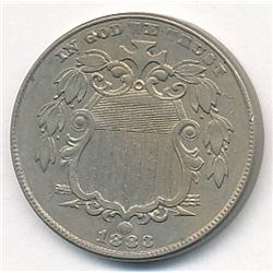 1883 Shield Nickel No Rays AU58