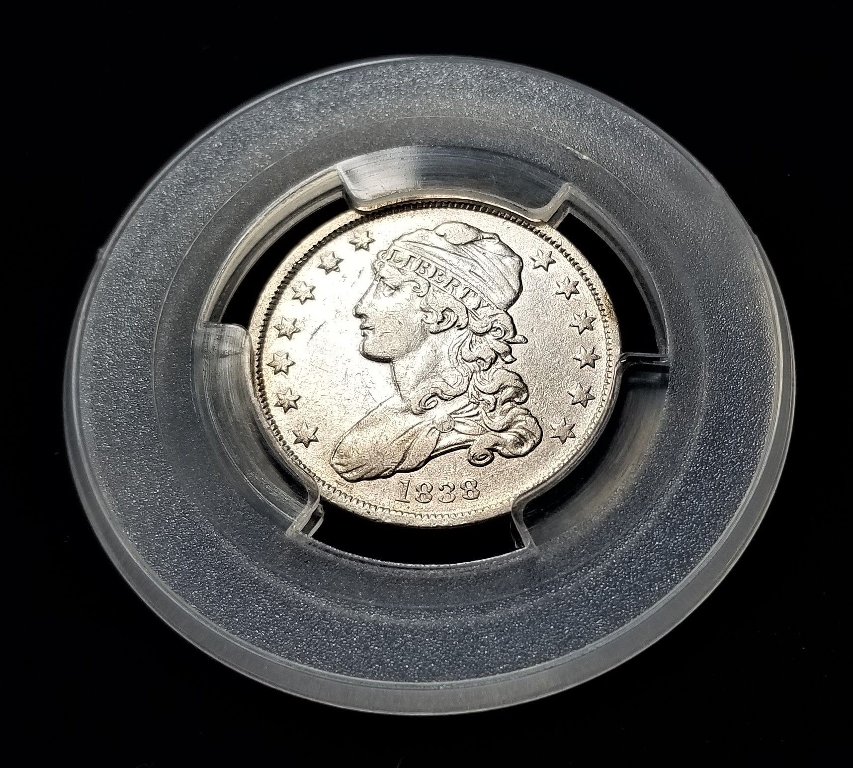 1838 Rare Date Capped Bust Quarter AU58