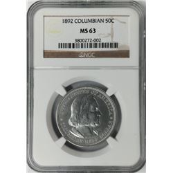 1892 COLUMBIAN 50C NGC MS63