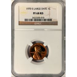 1970 S LARGE DATE 1C NGC PF68 RD LINCOLN CENT