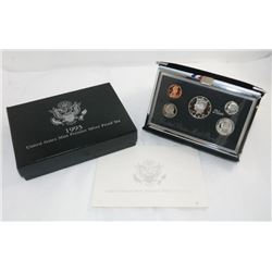 1993 S Proof Set Premier Black Box & COA 5 Coins 90% Silver Kennedy US Mint
