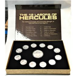 THE 12 LABORS OF HERCULES SILVER SET WITH BOX IN PERFECT CONDITION BY PROVIDENT METALS