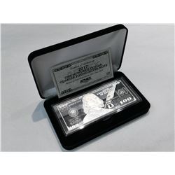 2017 SERIES $100 BENJAMIN FRANKLIN 4 OZ SILVER BAR WITH BOX AND CERTIFICATE OF AUTHENTICITY