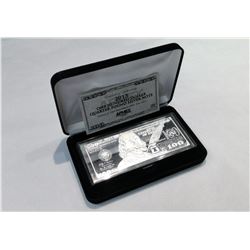 2013 SERIES $100 BENJAMIN FRANKLIN 4 OZ SILVER BAR WITH BOX AND CERTIFICATE OF AUTHENTICITY