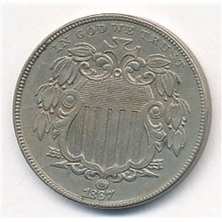 1867 Shield Nickel AU58++ Super Slider