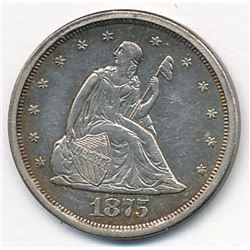 1875-S AU58 Twenty Cent Piece