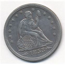 1853 with Arrows & Rays Liberty Seated Quarter Magnificent AU58++ Super Slider