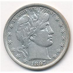 1897 Barber 50 Cent XF/AU Details