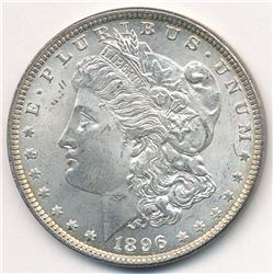 1896 MORGAN SILVER DOLLAR 64 GRADE QUALITY WITH SOME RAINBOW TONING ON THE REVERSE! BEAUTIFUL COIN!