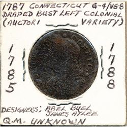 1787 CONNECTICUT COPPER DRAPED BUST LEFT COLONIAL G-4/ VG-8