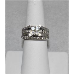 ***SPECTACULAR*** LOOKS 3 CARAT+ WHITE DIAMONDS OVER WHITE GOLD WEDDING SET SIZE 6