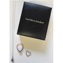 GORGEOUS STAMPED 14K WHITE GOLD NECKLACE + RING SET