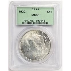 1922 S$1 MS65 PCGS PEACE DOLLAR OGH