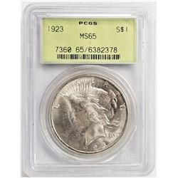1923 S$1 MS65 PCGS PEACE DOLLAR OGH