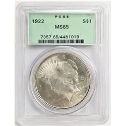 1922 S$1 MS65 PCGS PEACE DOLLAR OGH