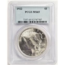 1922 S$1 MS65 PCGS PEACE DOLLAR