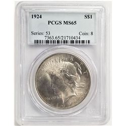 1924 S$1 MS65 PCGS PEACE DOLLAR SERIES: 53 COIN; 8