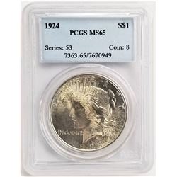 1924 S$1 MS65 PCGS PEACE DOLLAR SERIES: 53 COIN; 8