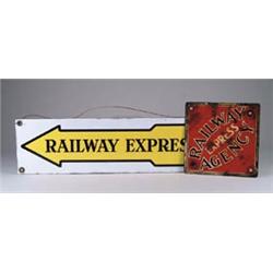 LOT OF 2 RAILWAY EXPRESS SIGNS