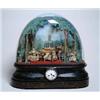 Image 1 : GLASS DOMED DIORAMA AUTOMATON WITH CLOCK ON EBONIZED BASE