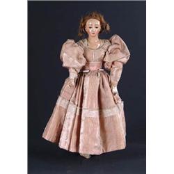 9” EARLY GLASS EYED WOODEN DOLL