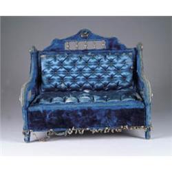 LARGE SATIN COVERED FRENCH SETEE