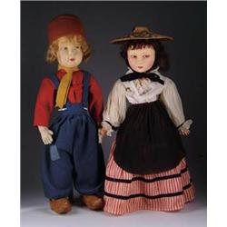 2 EARLY 20” & 21” FELT DOLLS