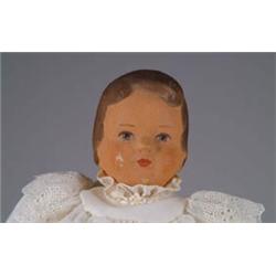 16” GERMAN PAINTED CLOTH HEAD DOLL