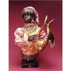 VICHY AUTOMATON BUST OF AN ETHNIC LYRE PLAYER