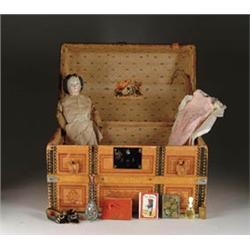 14" PAPIER MACHE DOLL W/ DOMED TRUNK