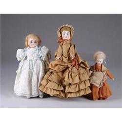 LOT OF THREE BISQUE HEADED DOLLS