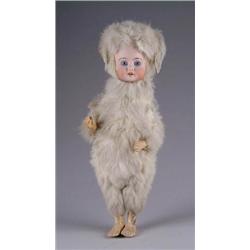 11” GERMAN BISQUE DOLL IN RABBIT OUTFIT
