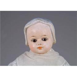 UNUSUAL 17-1/2” MOLDED BONNET COMPOSITION DOLL