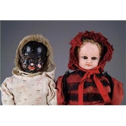 2 RARE BLACK/WHITE FACE MULTI-FACE WAX DOLLS