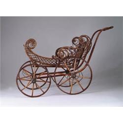 ORNATE WICKER DOLL BUGGY