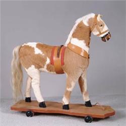 NICE HIDE-COVERED LARGE PONY PULL TOY