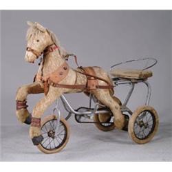 OLD HIDE-COVERED PONY TRICYCLE