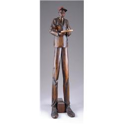 36” WOOD CARVED BLACK RED CAP