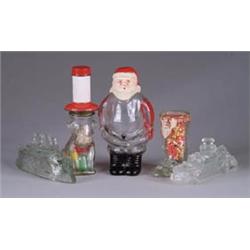 LOT OF FIVE GLASS CANDY CONTAINERS