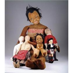 LOT OF SIX OLD CLOTH DOLLS