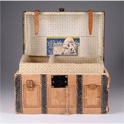 PAPER ON WOOD DOLL TRUNK