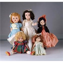 BOX OF 14 HARD PLASTIC AND COMPOSITION DOLLS WITH EXTRA CLOTHING