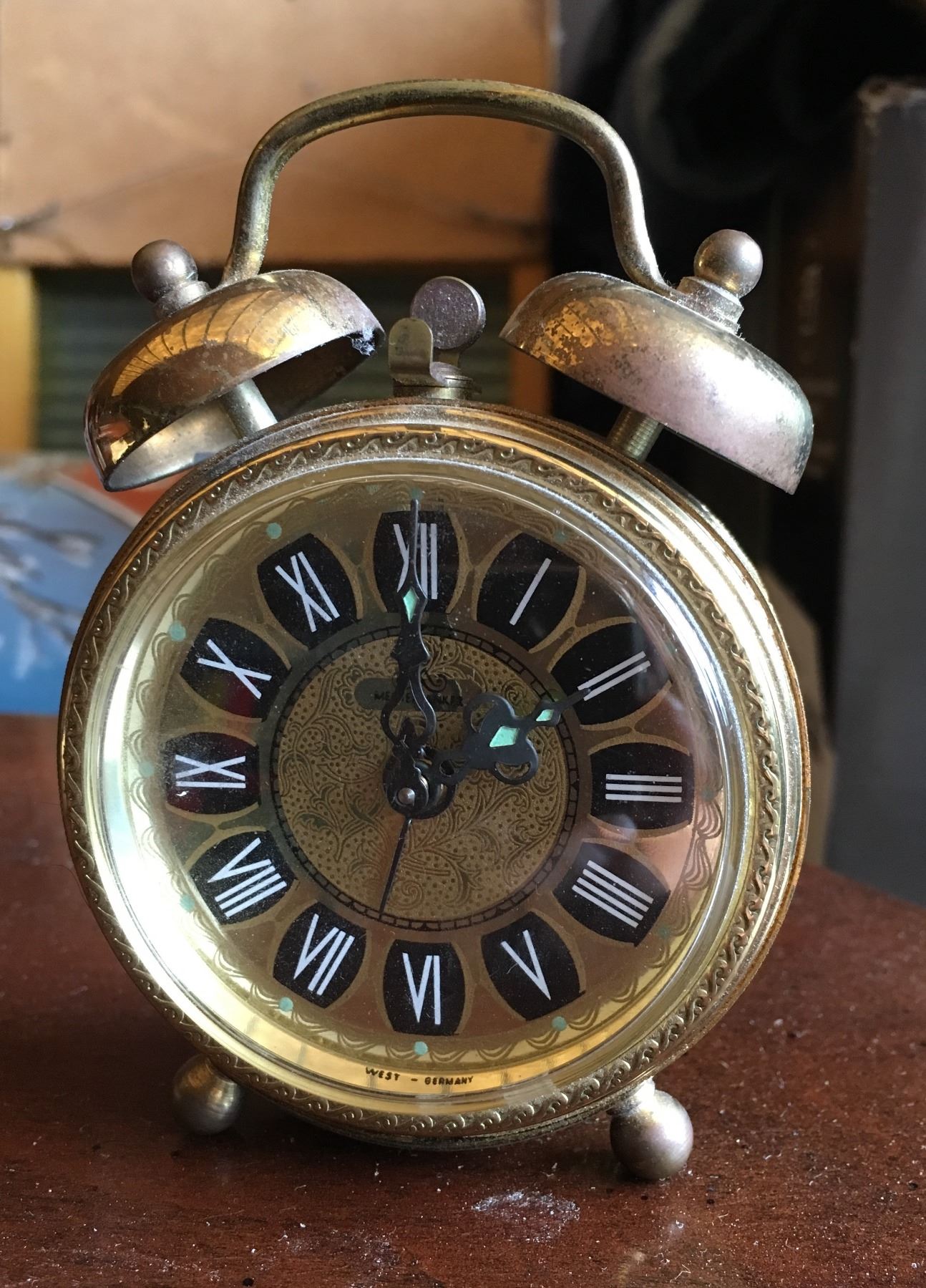 SMALL WEST GERMAN BRASS ALARM CLOCK